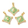 Rhombus with Virgin Face Brass Micro Pave Cubic Zirconia Pendants KK-K385-043G-2