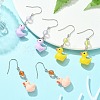 3 Pair 3 Color Resin Duck Dangle Earrings EJEW-JE05420-4