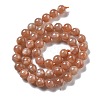 Natural Sunstone Round Bead Strands G-F266-11-8mm-01-5