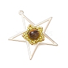 Natural Tiger Eye & Handmade Glass Seed Beaded Star Pendants PALLOY-MZ00496-02-3