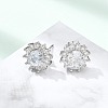 Brass Micro Pave Clear Cubic Zirconia Stud Earrings EJEW-R009-02P-2