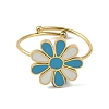 Ion Plating(IP) Flower 304 Stainless Steel Enamel Ring RJEW-A038-18G-05-2