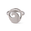 Non-Tarnish 201 Stainless Steel Oval with Wave Finger Ring RJEW-J051-40P-2