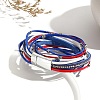 USA Flag Style Independence Day Red Blue White Imitation Leather Cord Bracelet PW-WG9B8F1-01-2