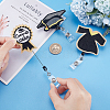 3Pcs 3 Style Graduation Theme Felt Plastic Retractable Badge Reel JEWB-UN0001-02-2