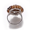 Adjustable Natural Tiger Eye Finger Rings RJEW-L090-A06-3