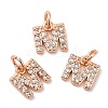 Brass Micro Pave Grade AAA Cubic Zirconia Charms ZIRC-P067-11RG-M-NR-1