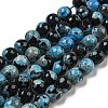 Faceted Round Dyed Natural Fire Crackle Agate Beads Strands G-D769-8mm-04-1