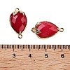 Dyed Natural Malaysia Jade Faceted Teardrop Connector Charms G-B081-03G-04-3