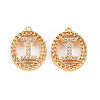 Brass Micro Pave Clear Cubic Zirconia Pendants KK-S360-143I-NF-1