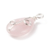 Natural Rose Quartz Pendants PALLOY-JF01750-02-3