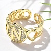 Brass Micro Pave Clear Cubic Zirconia Open Cuff Rings for Women RJEW-K289-02G-N-2