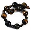 Natural Yellow Tiger Eye & Dyed Blue Tiger Eye 3-Hole Guru Beads Strands G-H064-E05-04A-3