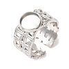 Woven Bezel 304 Stainless Steel Cuff Ring Components SA-CBAD8FA-01P-01-1