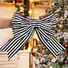 Black and White Stripes Pattern Linen Bowknot Display Decoration AJEW-WH0258-687-4