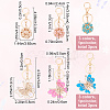 CRASPIRE 6Pcs 6 Style Butterfly & Flower Pendant Keychain KEYC-CP0001-09-2