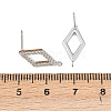 Brass Micro Pave Clear Cubic Zirconia Rhombus Stud Earring Findings KK-Z133-02P-03-3