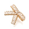 Rack Plating Brass Clear Cubic Zirconia Bowknot Connector Charms KK-H508-24KCG-2