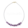 Glass with Natural Gemstone Chip Necklaces NJEW-JN04852-5