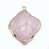 Natural Madagascar Rose Quartz Pendants G-P383-05G-2