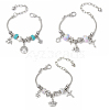 3 Pcs 3 Styles Alloy Snake Chain Charms Bracelets BJEW-JB11448-2