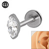 G23 Titanium Cubic Zirconia Horse Eye 17 Gauge Threadless Labrets for Women Men WG9E7C9-14-1