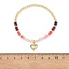 Heart Brass Charm Bracelets BJEW-JB13635-3