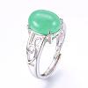 Adjustable Oval Natural Agate Finger Rings RJEW-P059-G01-3