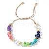 Adjustable Colorful Stone Chip Braid Beaded Chakra Bracelets for Men and Women NQ3537-5