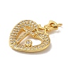 Heart with Cross Rack Plating Brass Micro Pave Clear Cubic Zirconia Pendants KK-K377-58G-2