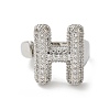 Letter Brass Micro Pave Clear Cubic Zirconia Open Cuff Ring for Women RJEW-N046-03H-P-2