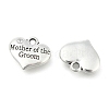 Wedding Theme Antique Silver Tone Tibetan Style Alloy Heart with Mother of the Groom Rhinestone Charms LS-TIBEP-N005-17A-1