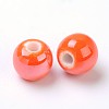 Pearlized Handmade Porcelain Round Beads PORC-S489-6mm-07-2