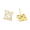 Rhombus Brass Micro Cubic Zirconia Stud Earrings EJEW-L270-20G-01-1