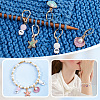 Starfish/Shell/Number Alloy Enamel & Acrylic Pendant Locking Stitch Markers HJEW-AB00585-5