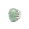 Oval Natural Aventurine Adjustable Rings PW-WG2A004-03-1