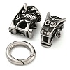 Tibetan Style 304 Stainless Steel Spring Gate Rings FIND-Z046-04AS-02-1