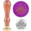 Brass Wax Seal Stamp with Handle AJEW-WH0184-0419-1