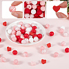 150Pcs 6 Styles Round & Heart Silicone Beads SIL-PA0001-37-6