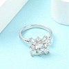 Flower Rotatable Open Cuff Rings for Women RJEW-G333-01A-3