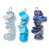 Gradient Color Natural Aquamarine & Natural Lapis Lazuli & Synthetic Turquoise Chip Beaded Pendants PALLOY-JF02791-02-1