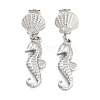 Sea Horse & Shell Shape 304 Stainless Steel Dangle Earrings EJEW-L283-106P-1