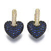 Brass Micro Pave Cubic Zirconia Dangle Huggie Hoop Earrings KK-R137-017A-NF-1