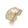 Brass Micro Pave Clear Cubic Zirconia Cuff Rings for Women RJEW-U041-23G-4