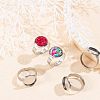 Adjustable 304 Stainless Steel Finger Rings Components STAS-UN0001-10-3