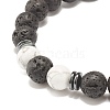 Natural Lava Rock Round Beaded Stretch Bracelet with Howlite BJEW-JB07581-02-4