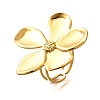 Flower Stainless Steel Open Cuff Ring for Women RJEW-R006-03G-02-4