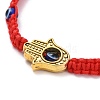 Hamsa Hand /Hand of Miriam with Evil Eye Braided Bead Bracelet BJEW-JB07103-02-4