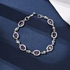 Oval Brass Micro Pave Cubic Zirconia Link Chain Bracelets for Women BJEW-D387-04P-4