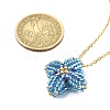 Star Glass Seed Pendant Necklace NJEW-MZ00082-02-3